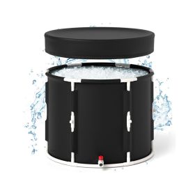 Outdoor Ice Plunge Tub with Lid for Household (Color: White & Black, Type: Spa & Salon)